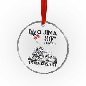 Iwo Jima WWII Veteran Crystal Glass Ornament 80th Anniversary 4th of July US Flag TS02 Print Your Wear