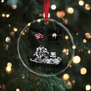 Iwo Jima WWII Veteran Crystal Glass Ornament 80th Anniversary 4th of July US Flag TS02 Print Your Wear