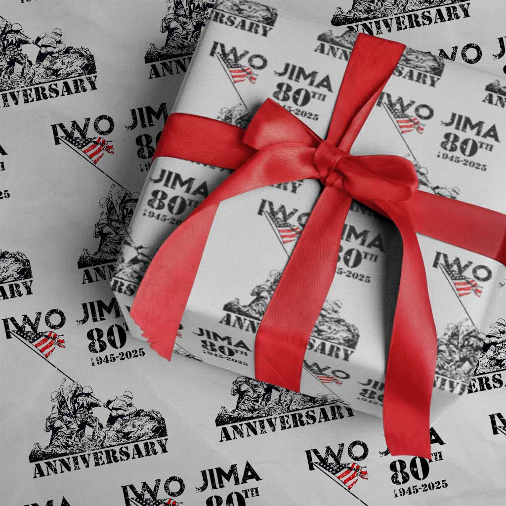 Iwo Jima WWII Veteran Wrapping Paper Roll 80th Anniversary 4th of July US Flag TS02 White Print Your Wear