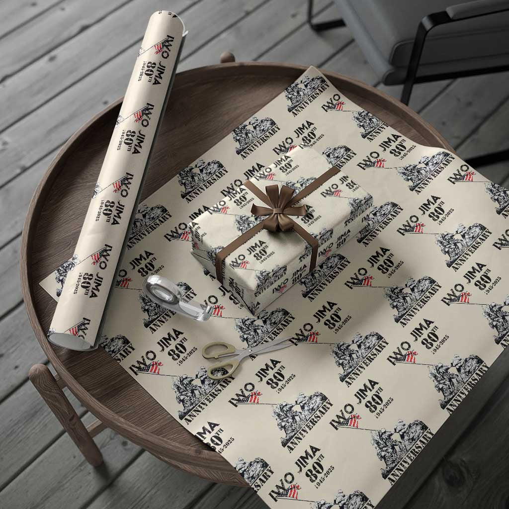 Iwo Jima WWII Veteran Wrapping Paper Roll 80th Anniversary 4th of July US Flag TS02 Beige Print Your Wear