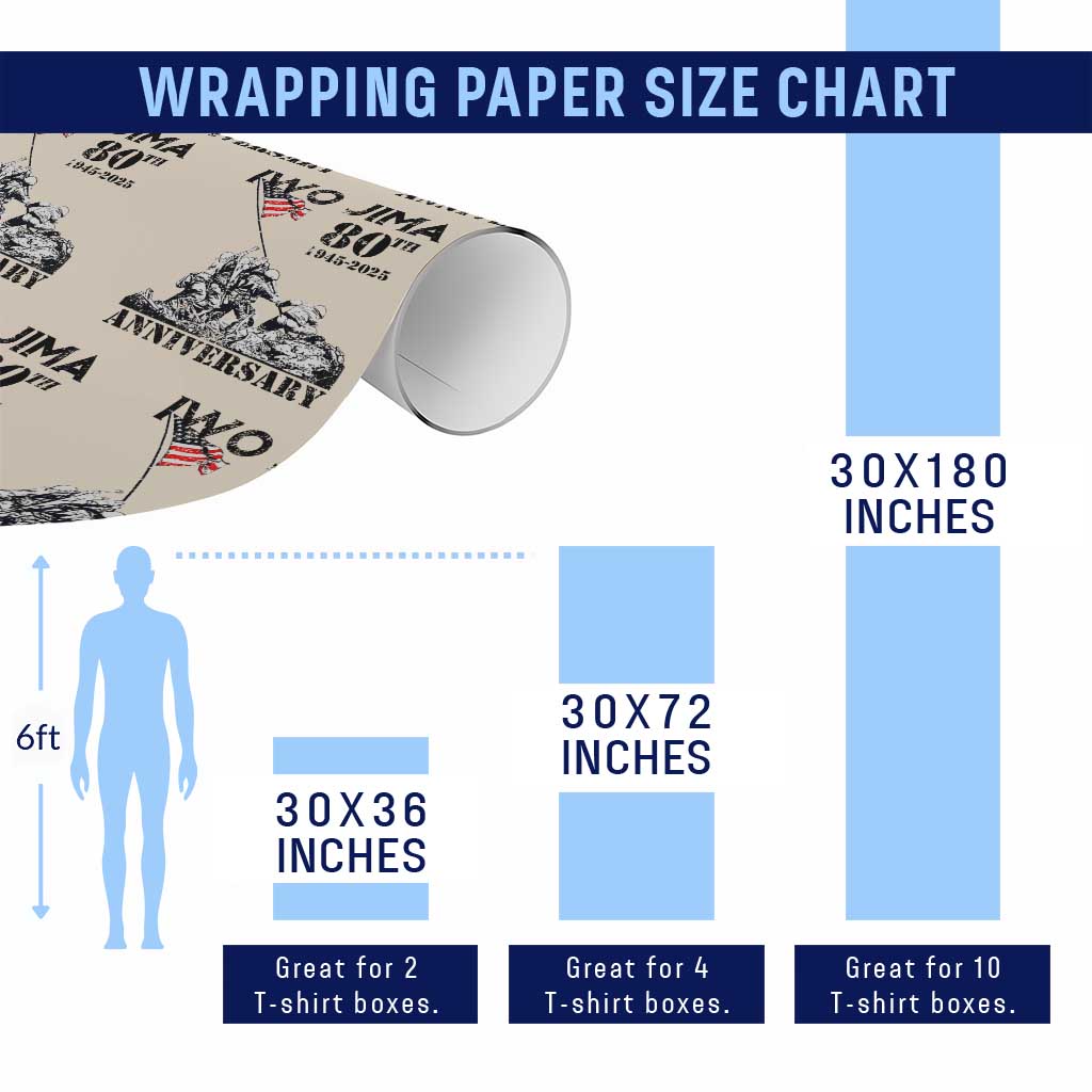 Iwo Jima WWII Veteran Wrapping Paper Roll 80th Anniversary 4th of July US Flag TS02 Print Your Wear