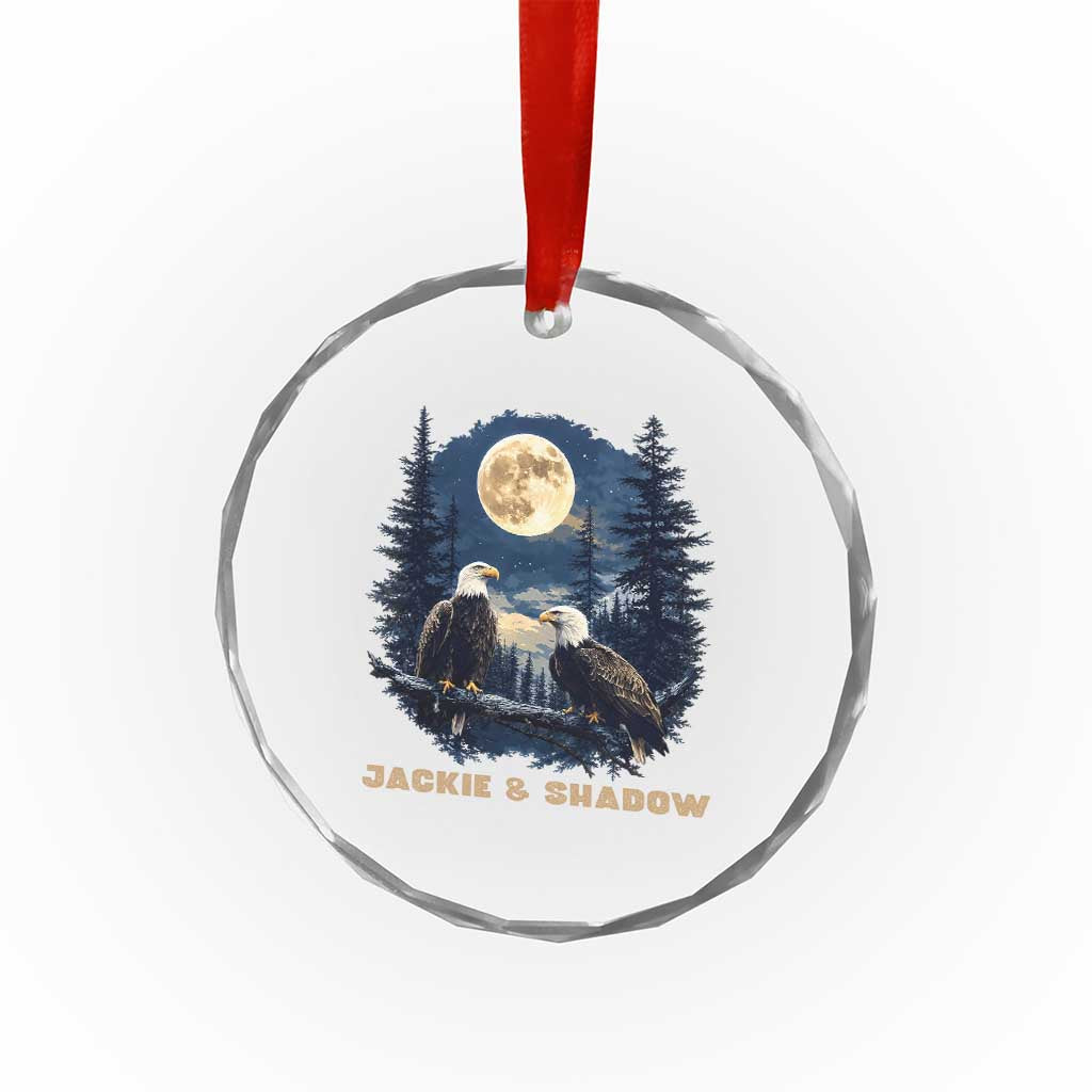 Jackie and Shadow Bald Eagle Couple Crystal Glass Ornament Full Moon Forest Vintage Nature Graphic TS02 Print Your Wear
