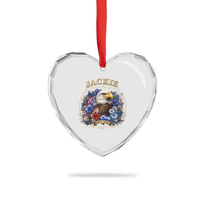 Jackie Bald Eagle Heart Crystal Glass Ornament Forever Our Queen And In Our Hearts USA Floral TS11 Print Your Wear