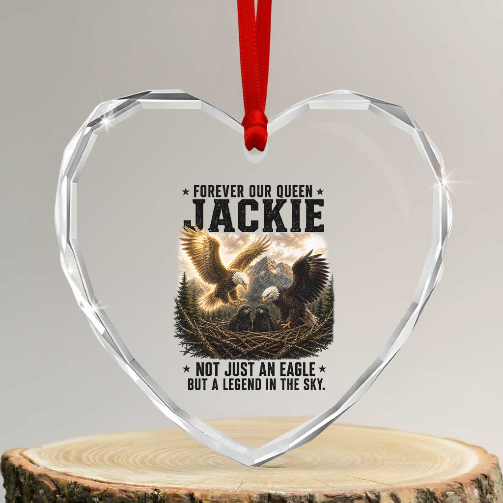 Jackie Bald Eagle Heart Crystal Glass Ornament Forever Our Queen Not Just An Eagle But A Legend In The Sky TS11 Transparent Glass 3'' Heart Print Your Wear