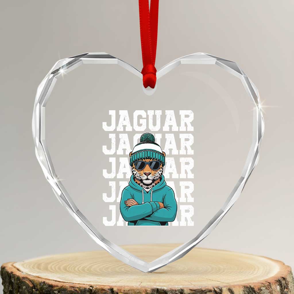 Jaguar Lover Heart Crystal Glass Ornament JJF Football Fan Game Day TS11 Transparent Glass 3'' Heart Print Your Wear