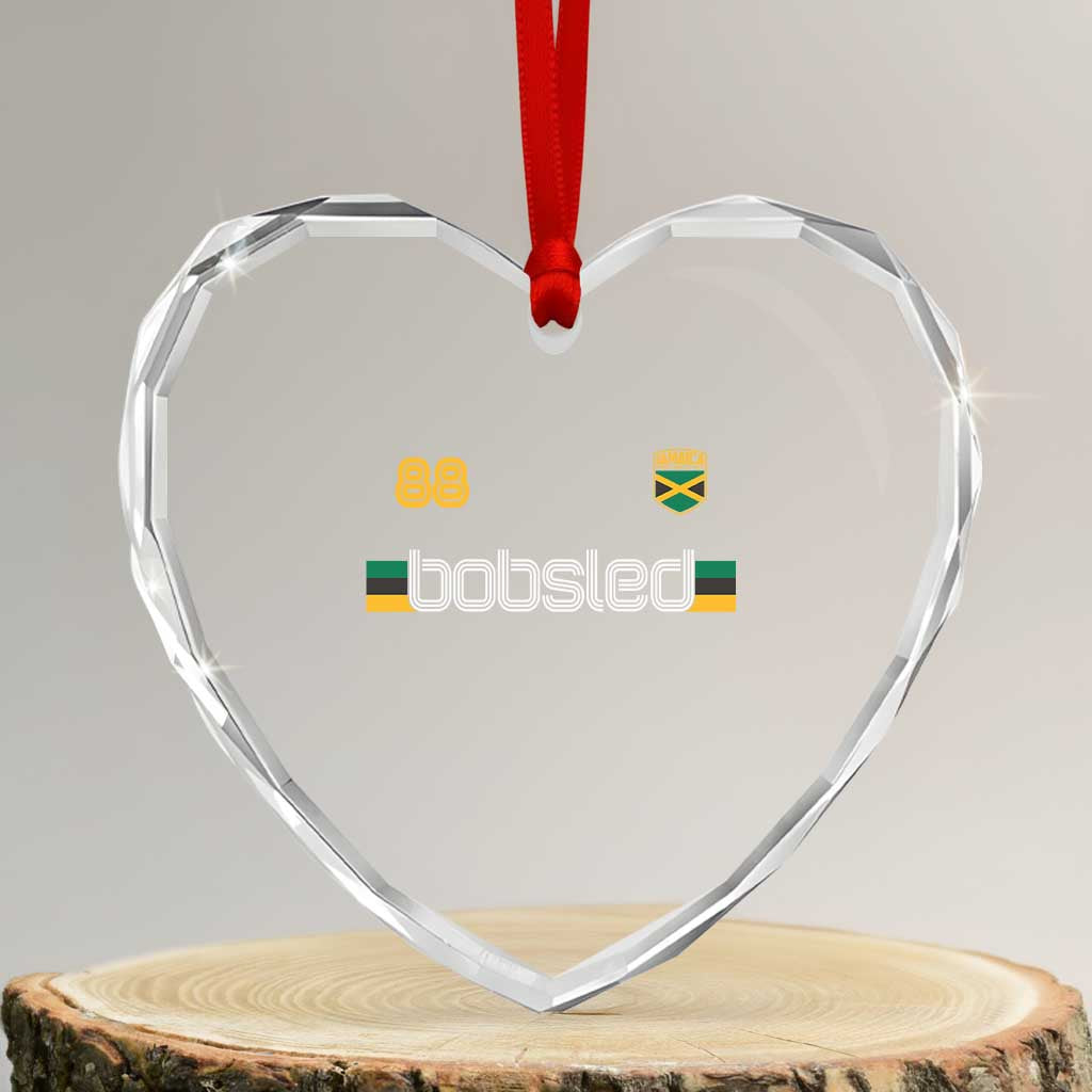 Jamaica Bobsled 1988 Sports Jersey Style Heart Crystal Glass Ornament Retro Winter Games Team Island Jamaican Pride TS02 Transparent Glass 3'' Heart Print Your Wear