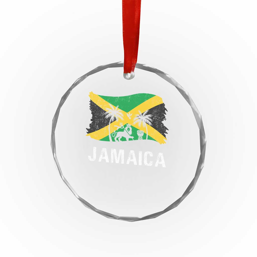 Jamaica Crystal Glass Ornament Retro Vintage Jamaican Pride Flag Lion Of Judah TS10 Print Your Wear