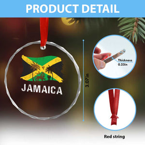 Jamaica Crystal Glass Ornament Retro Vintage Jamaican Pride Flag Lion Of Judah TS10 Print Your Wear