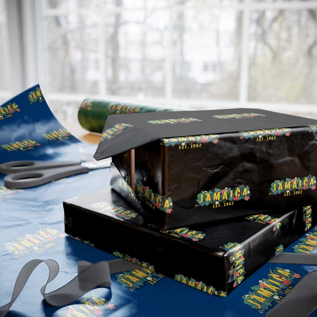 Jamaica Est 1962 Tropical Independence Wrapping Paper Roll Doctor Bird and Hibiscus Botanical Travel Souvenir TS02 Black Print Your Wear