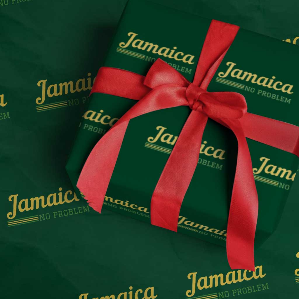 Jamaica No Problem Wrapping Paper Roll Classic Island Motto and Caribbean Vacation TS02 Green Print Your Wear