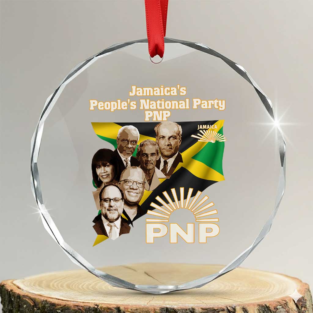 Jamaica People's National Party PNP Supporter Crystal Glass Ornament Patriotic Political Leaders Tribute Jamaican Flag TS02 Transparent Glass 3'' Circle Print Your Wear