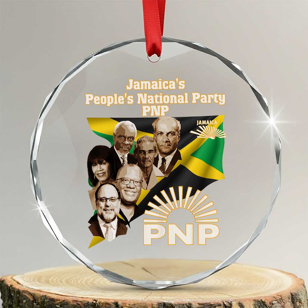 Jamaica People's National Party PNP Supporter Crystal Glass Ornament Patriotic Political Leaders Tribute Jamaican Flag TS02 Transparent Glass 3'' Circle Print Your Wear