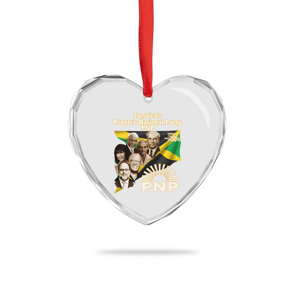 Jamaica People's National Party PNP Supporter Heart Crystal Glass Ornament Patriotic Political Leaders Tribute Jamaican Flag TS02 Print Your Wear