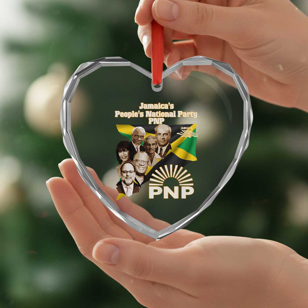 Jamaica People's National Party PNP Supporter Heart Crystal Glass Ornament Patriotic Political Leaders Tribute Jamaican Flag TS02 Print Your Wear