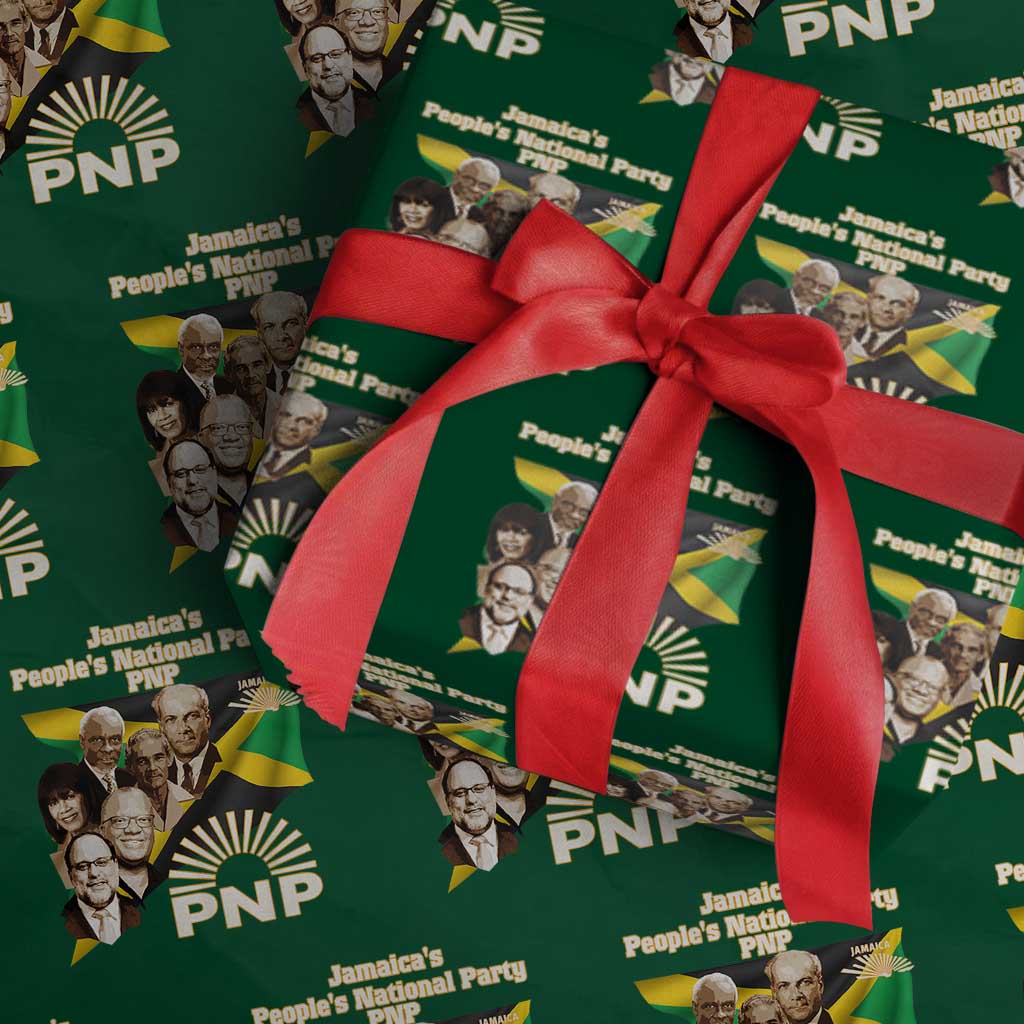 Jamaica People's National Party PNP Supporter Wrapping Paper Roll Patriotic Political Leaders Tribute Jamaican Flag TS02 Green Print Your Wear
