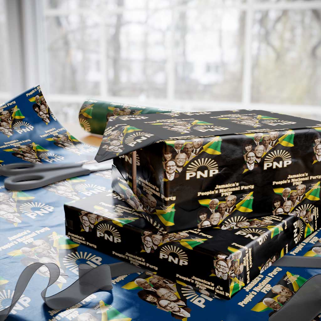Jamaica People's National Party PNP Supporter Wrapping Paper Roll Patriotic Political Leaders Tribute Jamaican Flag TS02 Black Print Your Wear