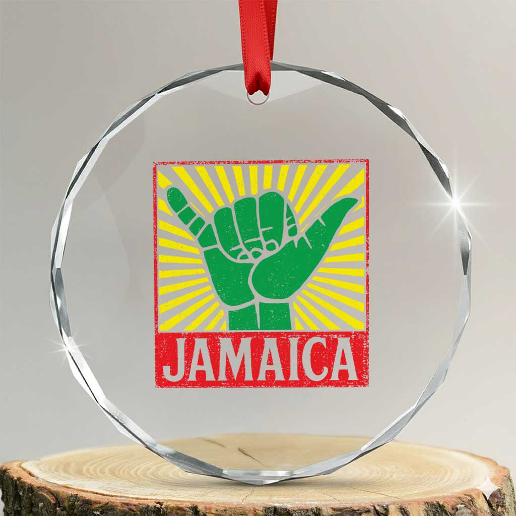 Jamaica Rasta Shaka Sign Crystal Glass Ornament Retro Reggae Vibes TS10 Transparent Glass 3'' Circle Print Your Wear