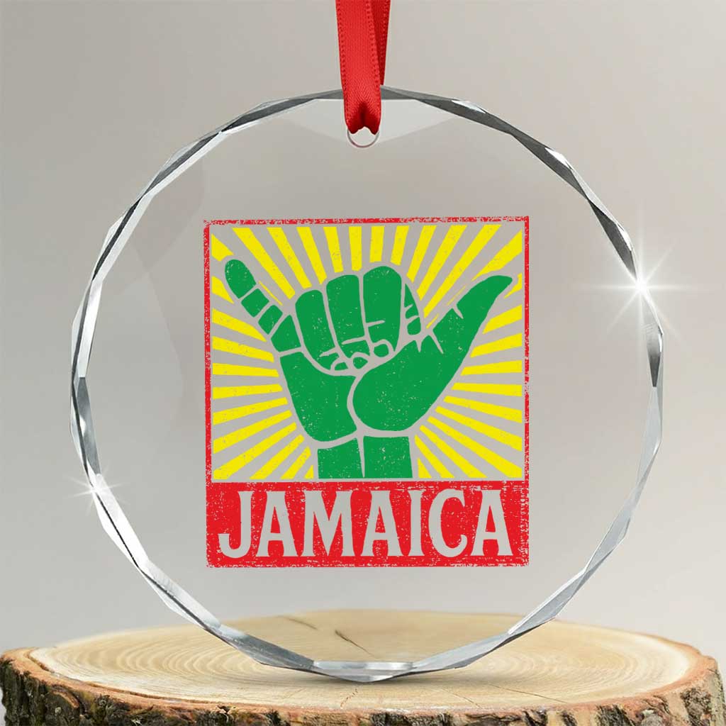 Jamaica Rasta Shaka Sign Crystal Glass Ornament Retro Reggae Vibes TS10 Transparent Glass 3'' Circle Print Your Wear