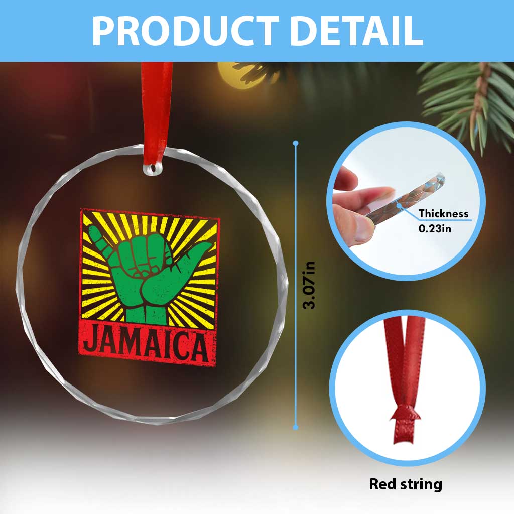 Jamaica Rasta Shaka Sign Crystal Glass Ornament Retro Reggae Vibes TS10 Print Your Wear