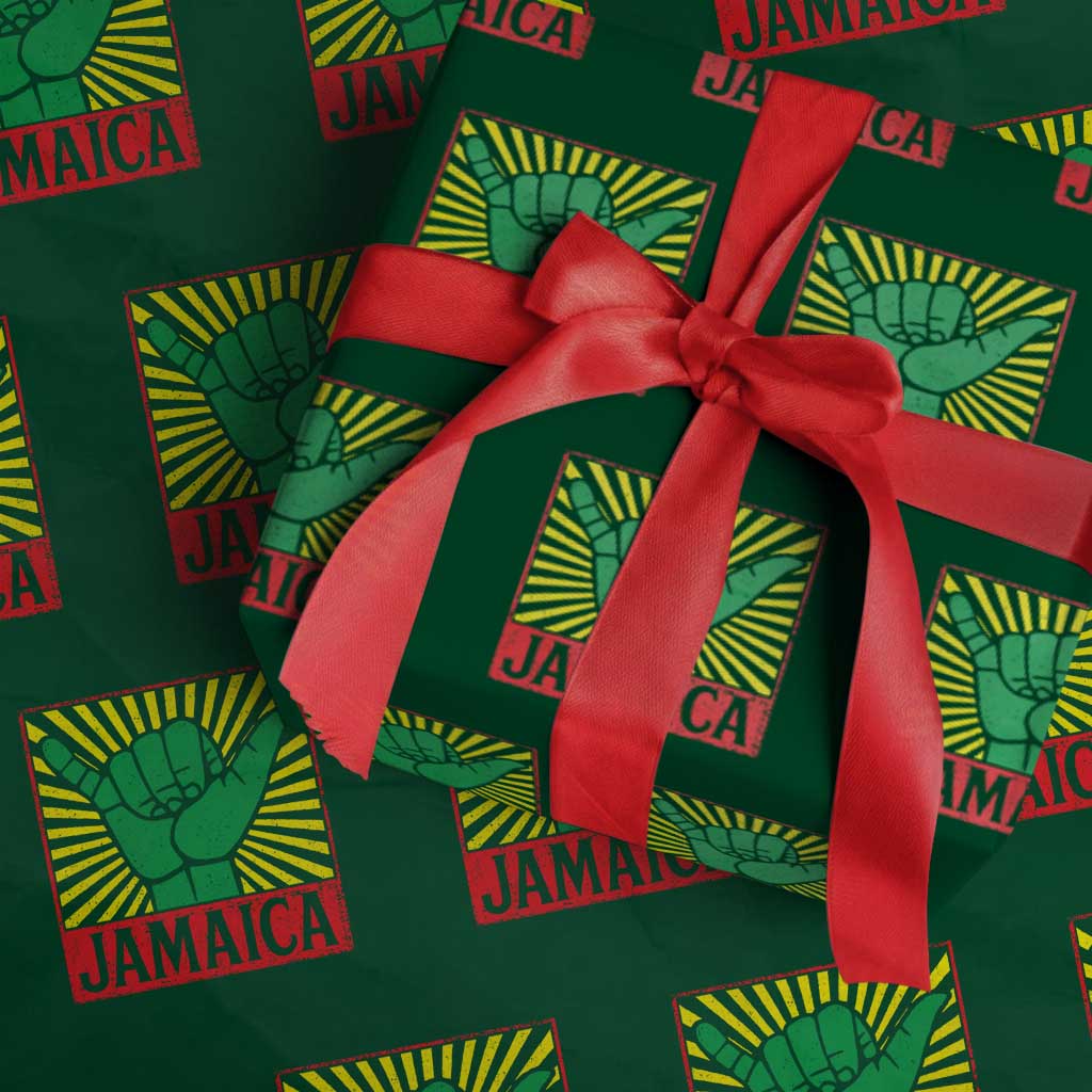 Jamaica Rasta Shaka Sign Wrapping Paper Roll Retro Reggae Vibes TS10 Green Print Your Wear