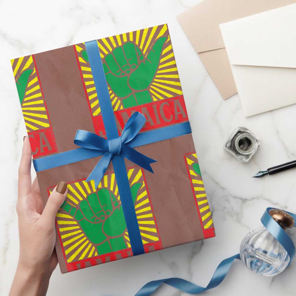 Jamaica Rasta Shaka Sign Wrapping Paper Roll Retro Reggae Vibes TS10 Mocha Print Your Wear