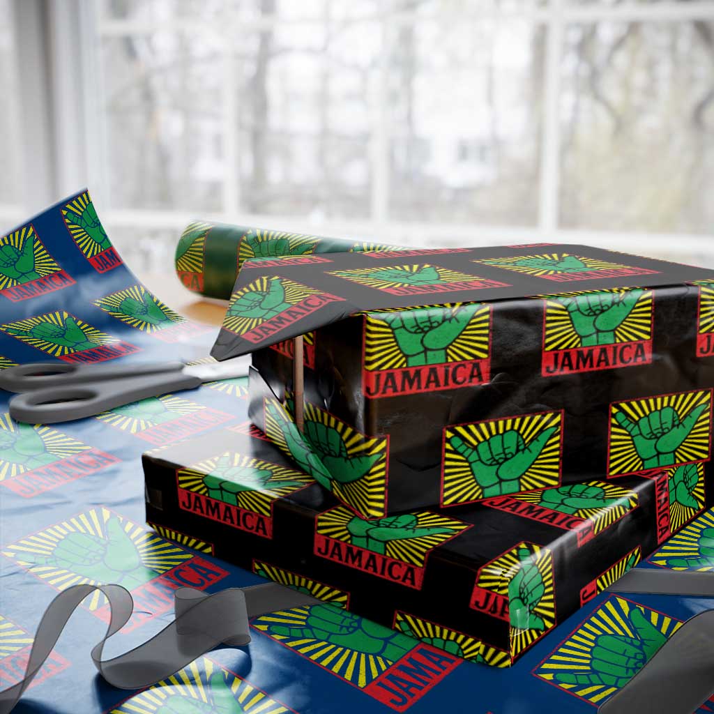 Jamaica Rasta Shaka Sign Wrapping Paper Roll Retro Reggae Vibes TS10 Black Print Your Wear