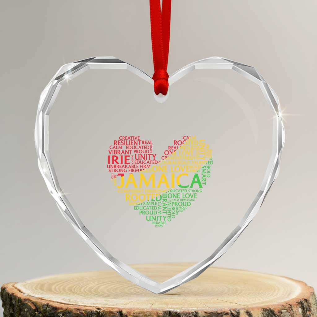 Jamaica Reggae Heart Crystal Glass Ornament One Love Rasta Culture TS10 Transparent Glass 3'' Heart Print Your Wear