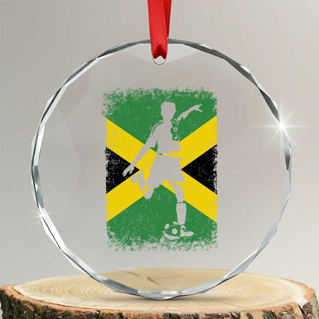 Jamaica Soccer Crystal Glass Ornament Retro Vintage Watercolors Sport Jamaican Flag TS10 Transparent Glass 3'' Circle Print Your Wear