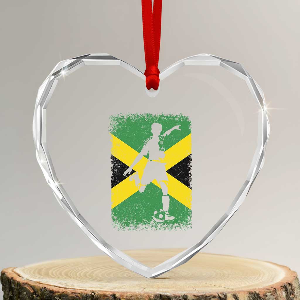 Jamaica Soccer Heart Crystal Glass Ornament Retro Vintage Watercolors Sport Jamaican Flag TS10 Transparent Glass 3'' Heart Print Your Wear