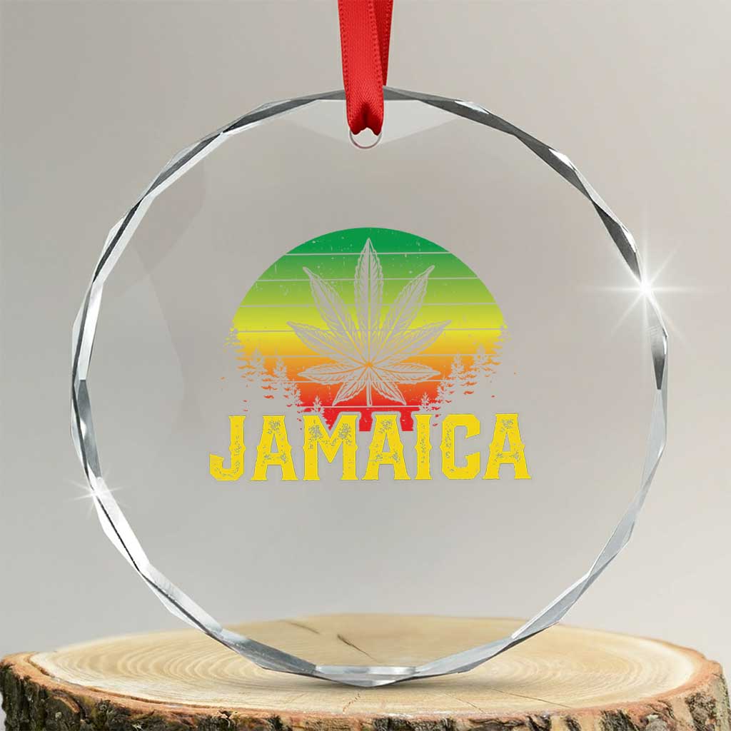 Jamaica Stoner Crystal Glass Ornament Rasta Sunset Cannabis Marijuana Weed Lovers 420 TS10 Transparent Glass 3'' Circle Print Your Wear
