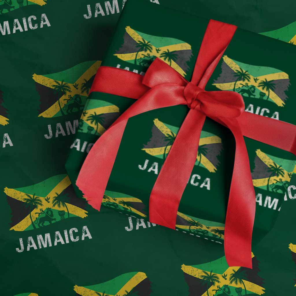 Jamaica Wrapping Paper Roll Retro Vintage Jamaican Pride Flag Lion Of Judah TS10 Green Print Your Wear