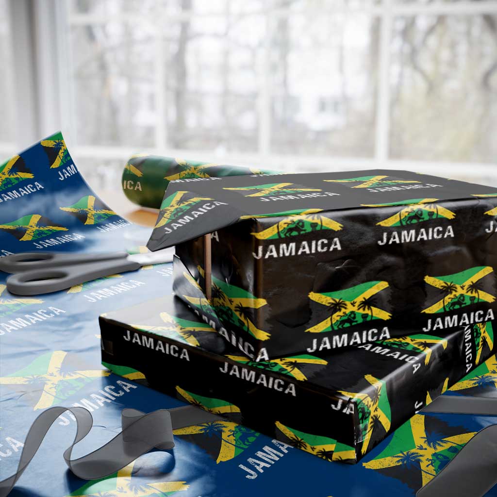 Jamaica Wrapping Paper Roll Retro Vintage Jamaican Pride Flag Lion Of Judah TS10 Black Print Your Wear