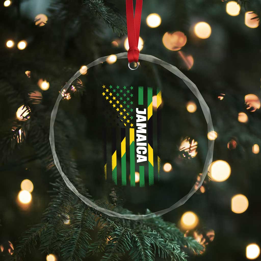 Jamaican American Flag Crystal Glass Ornament Distressed Jamaica America Usa Flag TS10 Print Your Wear
