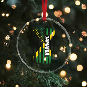 Jamaican American Flag Crystal Glass Ornament Distressed Jamaica America Usa Flag TS10 Print Your Wear