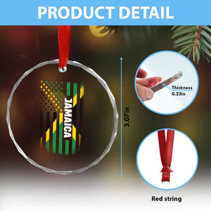 Jamaican American Flag Crystal Glass Ornament Distressed Jamaica America Usa Flag TS10 Print Your Wear