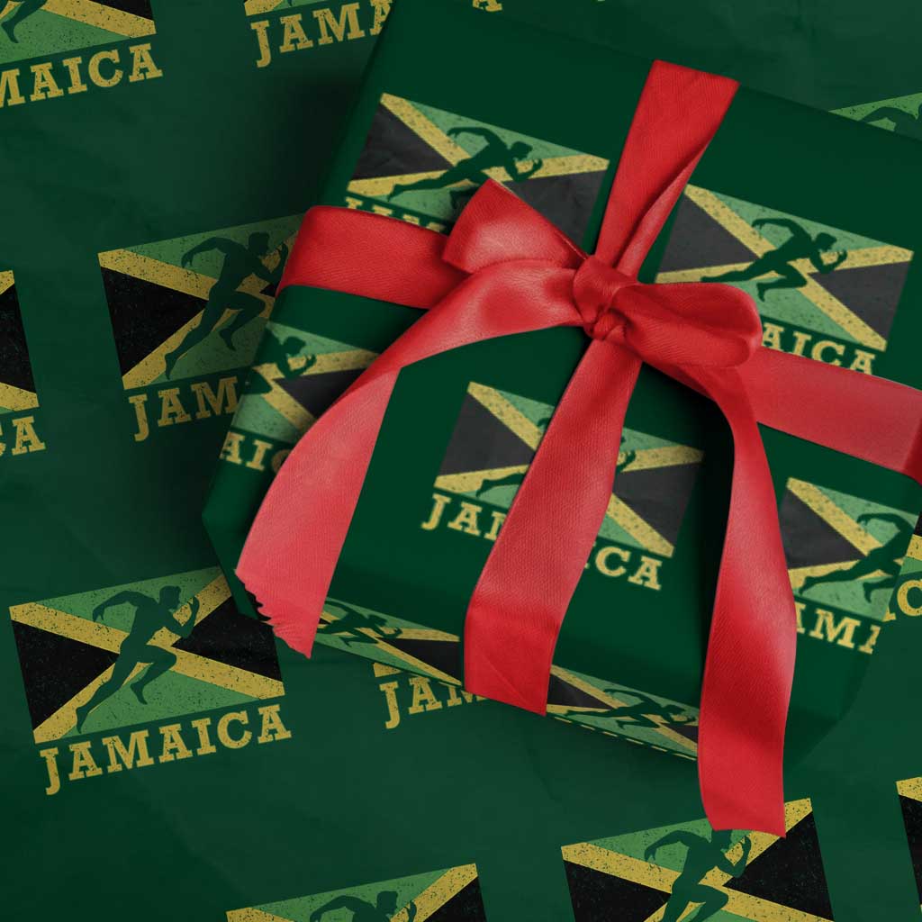 Jamaican Flag Track And Field Wrapping Paper Roll Retro Vintage Jamaica Runner Track Team TS10 Green Print Your Wear