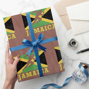 Jamaican Flag Track And Field Wrapping Paper Roll Retro Vintage Jamaica Runner Track Team TS10 Mocha Print Your Wear