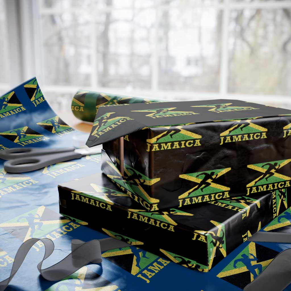 Jamaican Flag Track And Field Wrapping Paper Roll Retro Vintage Jamaica Runner Track Team TS10 Black Print Your Wear