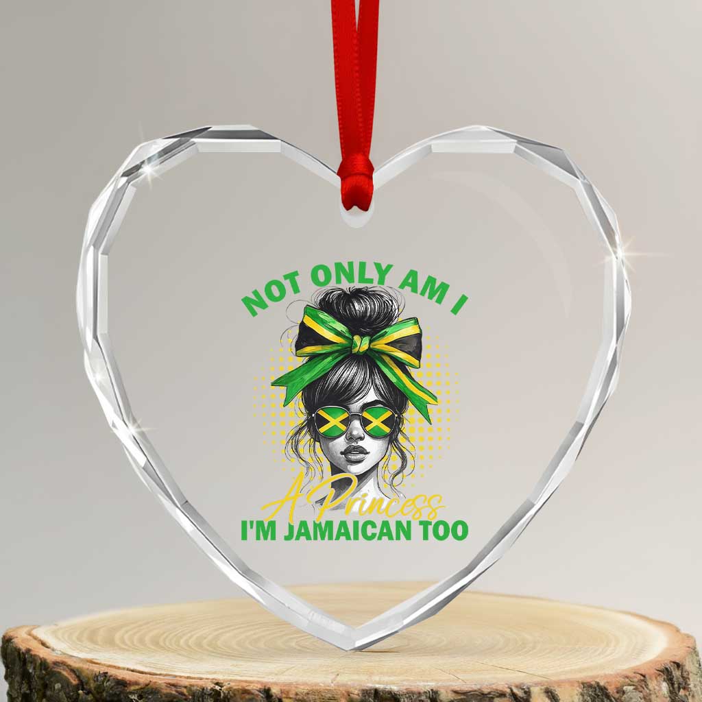 Jamaican Girl Heart Crystal Glass Ornament Messy Bun Not Only Am I A Princess Im Jamaican Too TS10 Transparent Glass 3'' Heart Print Your Wear