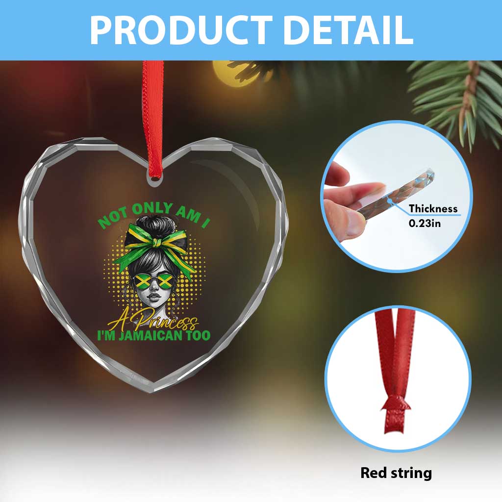 Jamaican Girl Heart Crystal Glass Ornament Messy Bun Not Only Am I A Princess Im Jamaican Too TS10 Print Your Wear