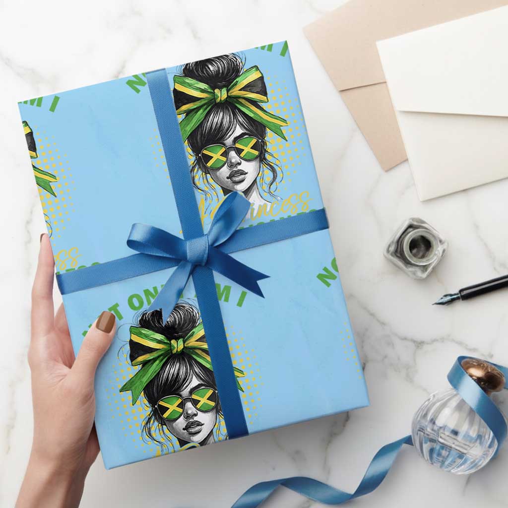 Jamaican Girl Wrapping Paper Roll Messy Bun Not Only Am I A Princess Im Jamaican Too TS10 Light Blue Print Your Wear