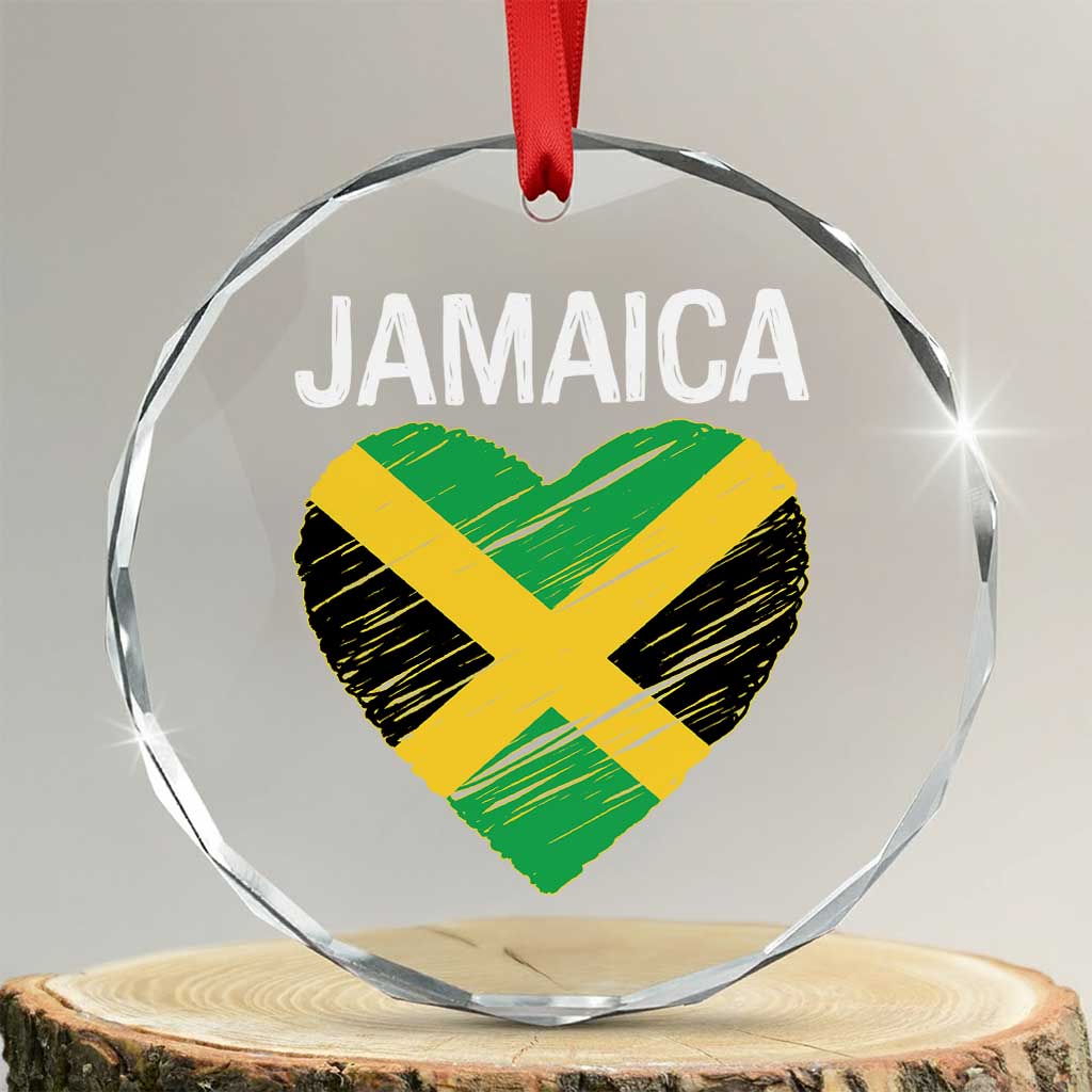 Jamaican Heart Flag Crystal Glass Ornament Patriotic Jamaica Girls Proud Jamaican Roots TS10 Transparent Glass 3'' Circle Print Your Wear