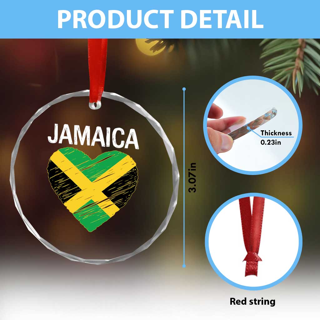 Jamaican Heart Flag Crystal Glass Ornament Patriotic Jamaica Girls Proud Jamaican Roots TS10 Print Your Wear