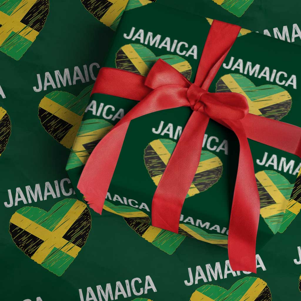 Jamaican Heart Flag Wrapping Paper Roll Patriotic Jamaica Girls Proud Jamaican Roots TS10 Green Print Your Wear