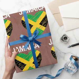 Jamaican Heart Flag Wrapping Paper Roll Patriotic Jamaica Girls Proud Jamaican Roots TS10 Mocha Print Your Wear
