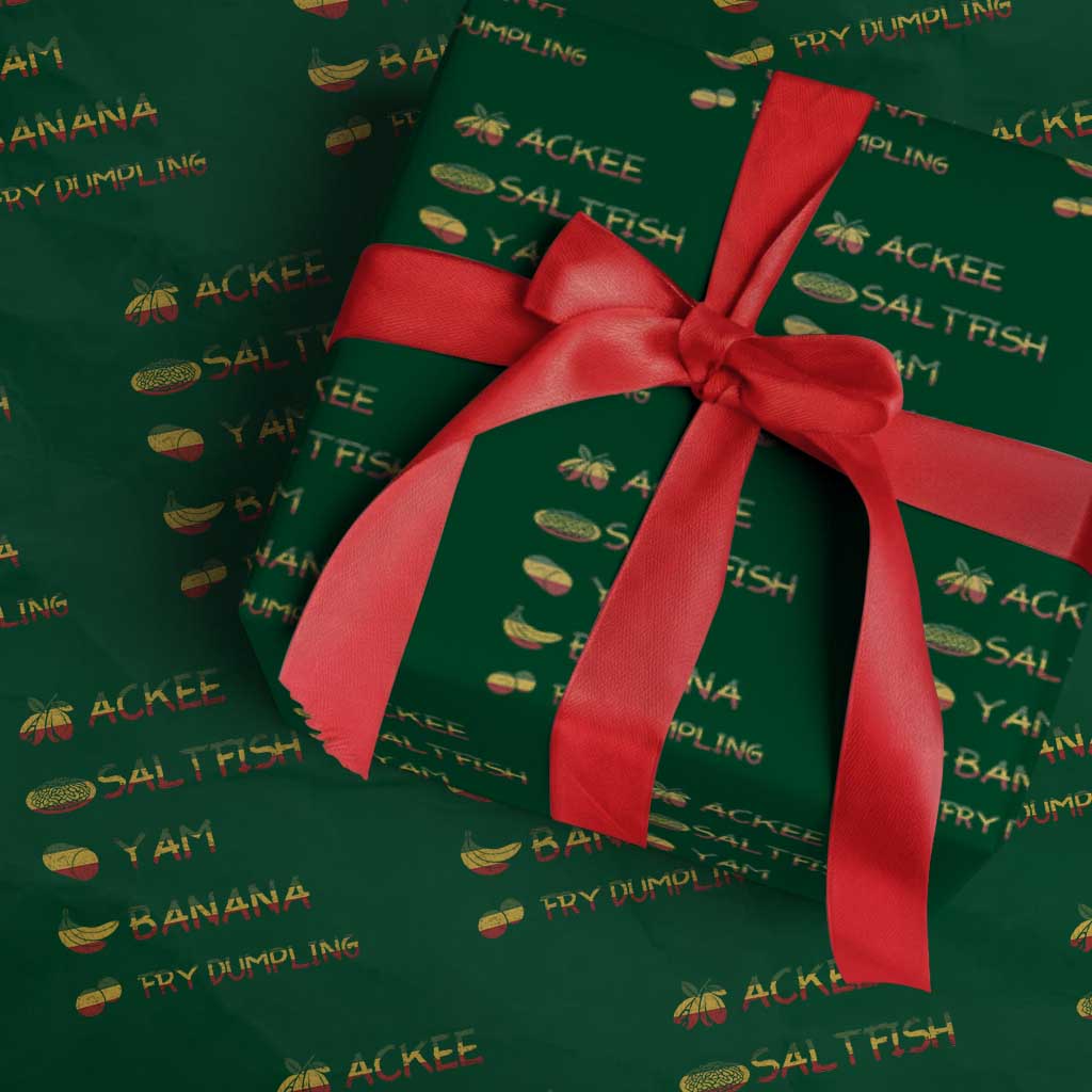 Jamaican National Dish Wrapping Paper Roll Ackee Saltfish Yardie Jamaican Culture Pride Apparel TS10 Green Print Your Wear