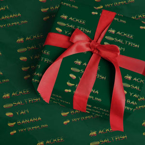 Jamaican National Dish Wrapping Paper Roll Ackee Saltfish Yardie Jamaican Culture Pride Apparel TS10 Green Print Your Wear