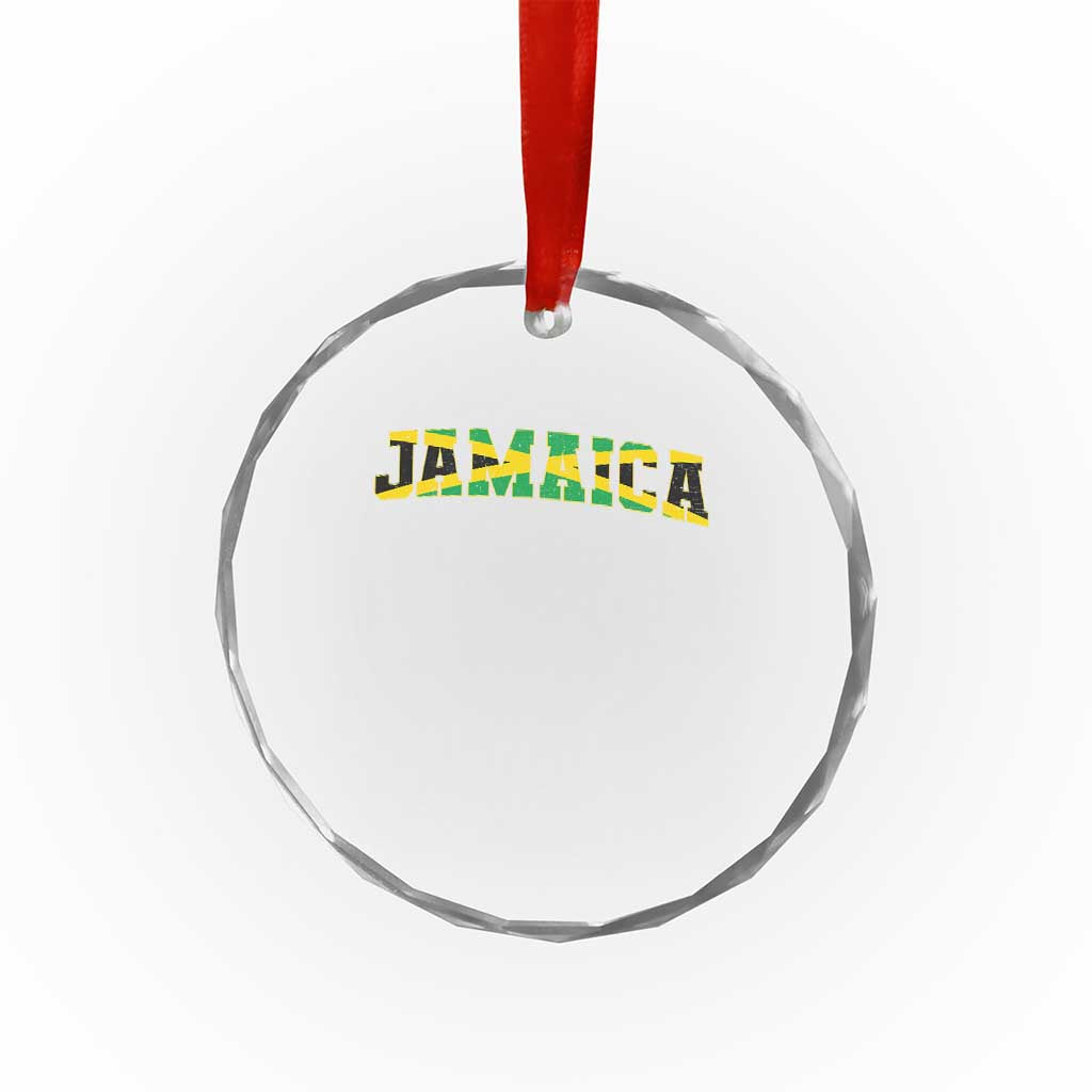 Jamaican Pride Crystal Glass Ornament Retro Jamaica Flag Distressed Varsity Lettering Style TS10 Print Your Wear
