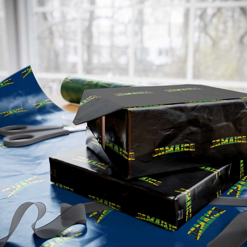 Jamaican Pride Wrapping Paper Roll Retro Jamaica Flag Distressed Varsity Lettering Style TS10 Black Print Your Wear
