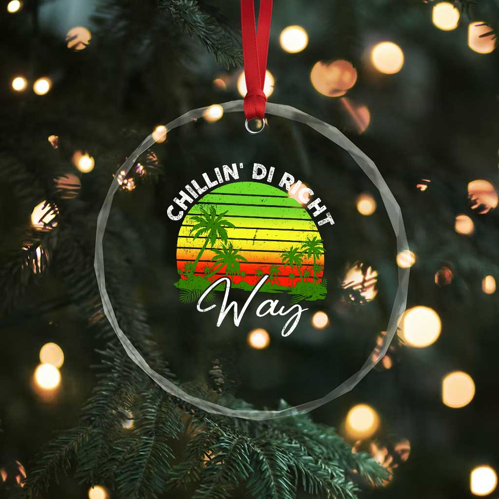 Jamaican Reggae Vibes Crystal Glass Ornament Retro Rasta Sunset Chill Chillin Di Right Way TS10 Print Your Wear